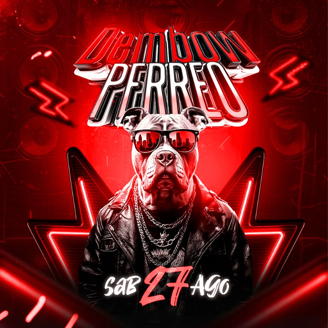 Dog club flyer red neon effects 3d text effects